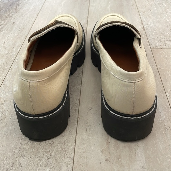 Franco Sarto Balin Chunky Lug Sole Patent Leather Penny Loafers Preppy Cream 8.5 - Picture 5 of 8